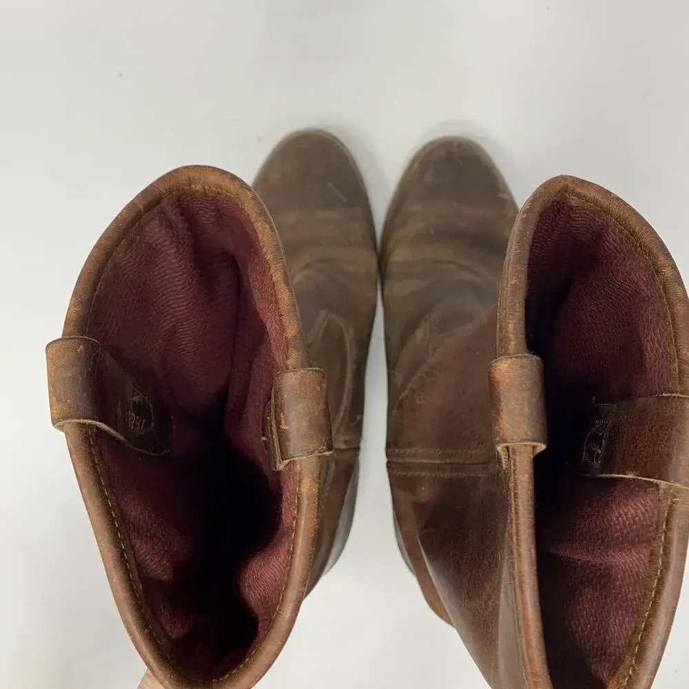 Vintage Matterhorn Brown Size 7.5 EE pull On Boots Vibram Soles Hard-Toe